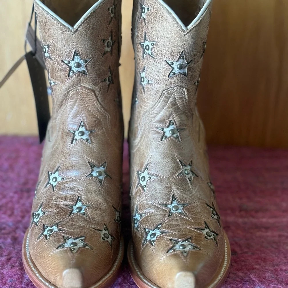NEW Black Star Western Boots Womens Marfa Star Inlay Caramel  Sz 10B - Picture 2 of 9